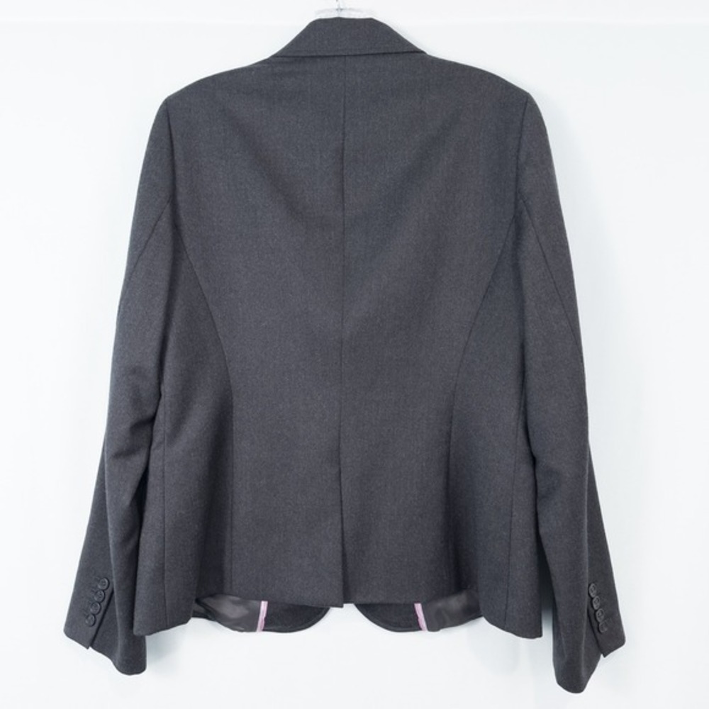 J Crew Wool One Button Blazer Jacket Womens Medium Dark Gray Office Career READ - Picture 2 of 16